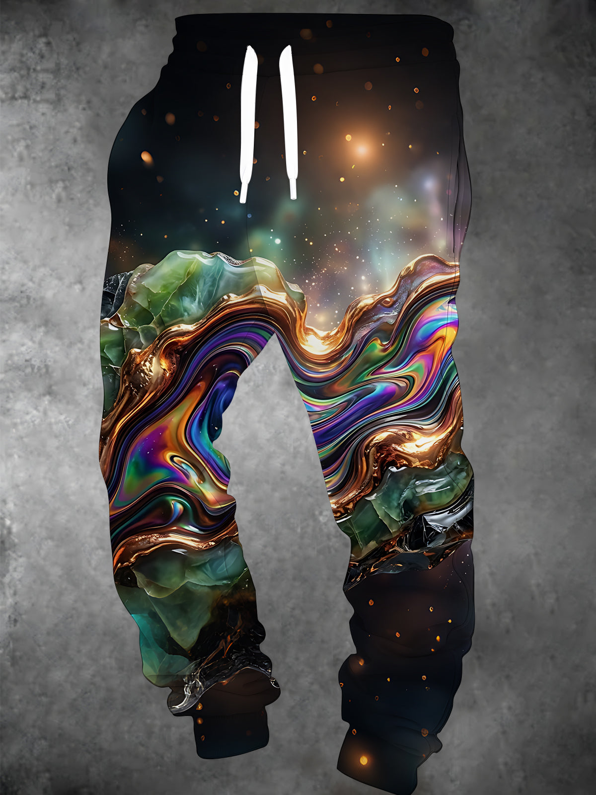 Adaychic Men's 3D Abstract Liquid Marble And Galaxy Stars Print Pants