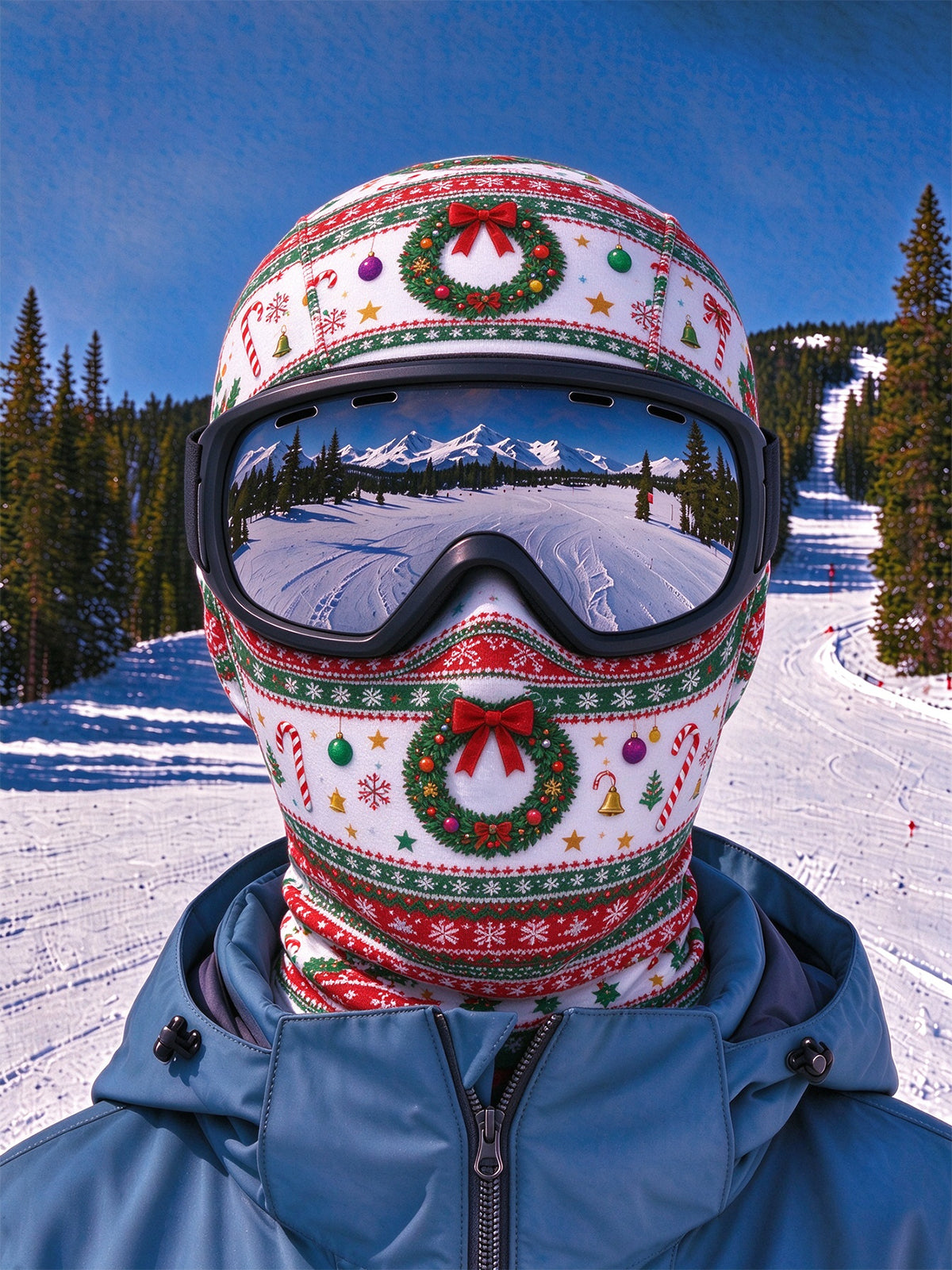 Adaychic Fun Christmas Wreath Candy Cane Ski Mask