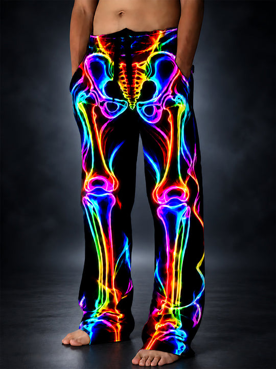 Adaychic Men's Graphic Neon Skeleton Bones Print Pants
