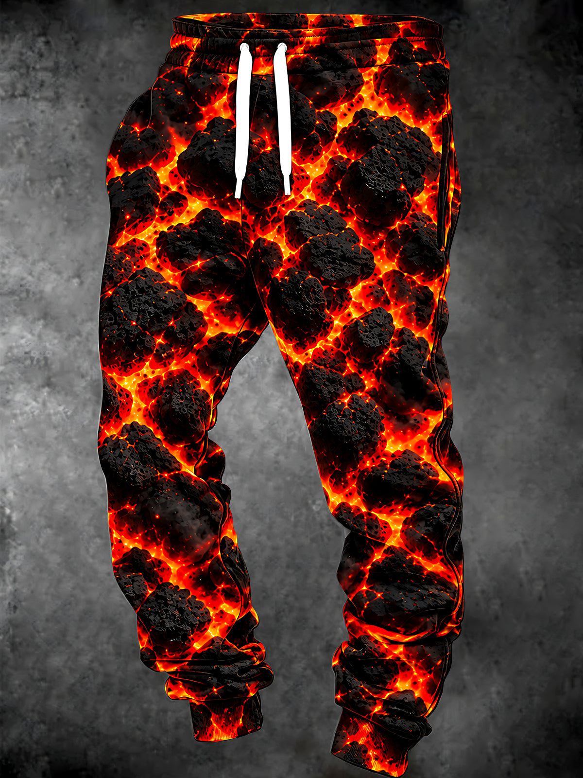 Adaychic Men's Graphic Lava And Volcanic Rock Print Pants