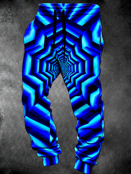 Adaychic Men's 3D 3D Geometric Tunnel Pattern Pants