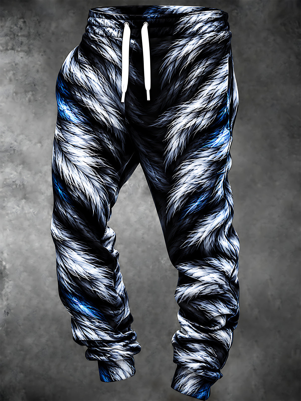 Adaychic Men's Graphic Wolf Fur Pattern Pants