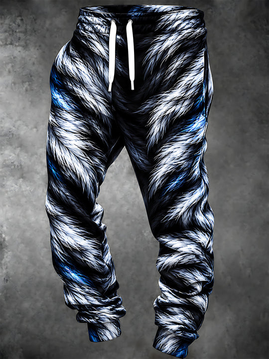 Adaychic Men's Graphic Wolf Fur Pattern Pants
