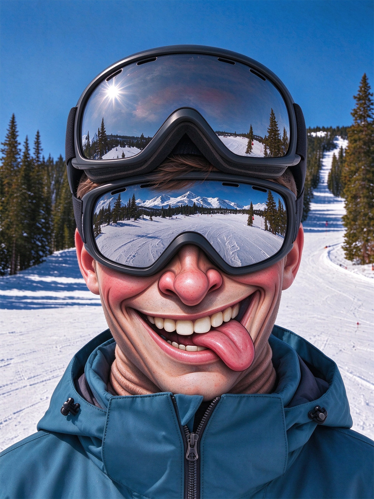 Adaychic Double Goggles Funny Face Ski Mask