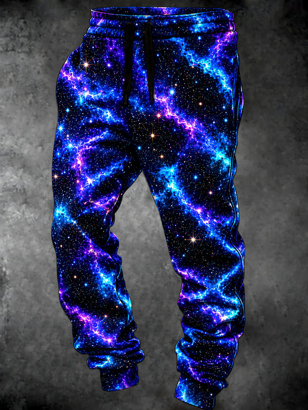 Adaychic Men's Abstract Galaxy Nebula And Stars Print Pants