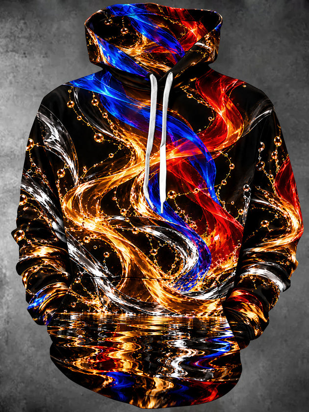 Adaychic Men's Abstract Swirling Liquid And Bubbles Print Long Sleeve Hoodie