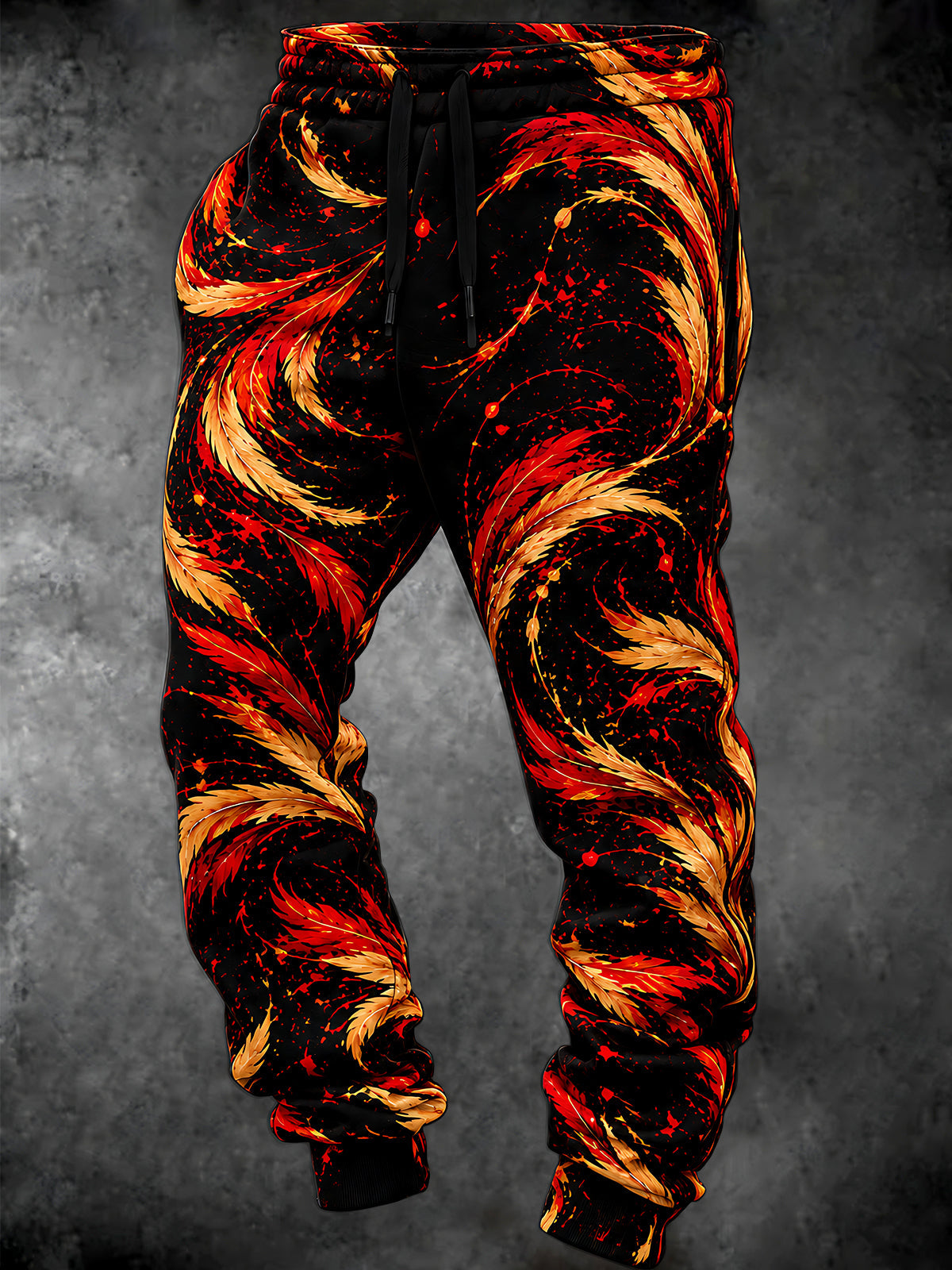Adaychic Men's Printed Feathers And Splatter Print Pants