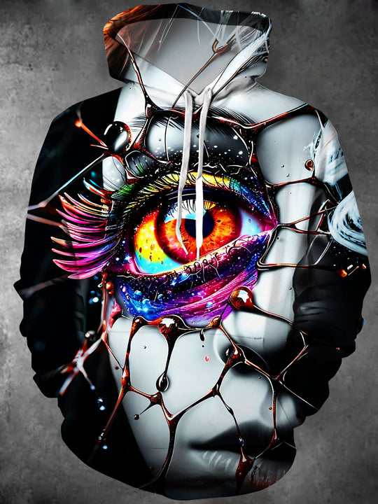 Adaychic Men's Graphic Fantasy Giant Eye Art Print Long Sleeve Hoodie