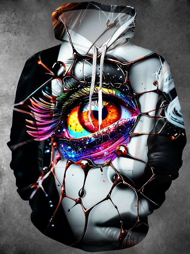 Adaychic Men's Graphic Fantasy Giant Eye Art Print Long Sleeve Hoodie