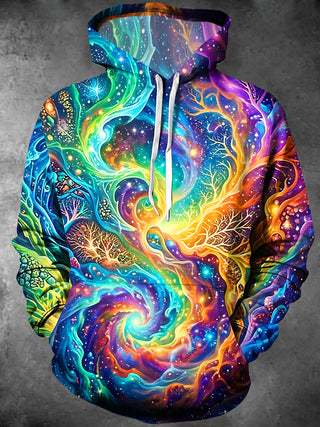 Adaychic Men's 3D Cosmic Tree Of Life Print Long Sleeve Hoodie