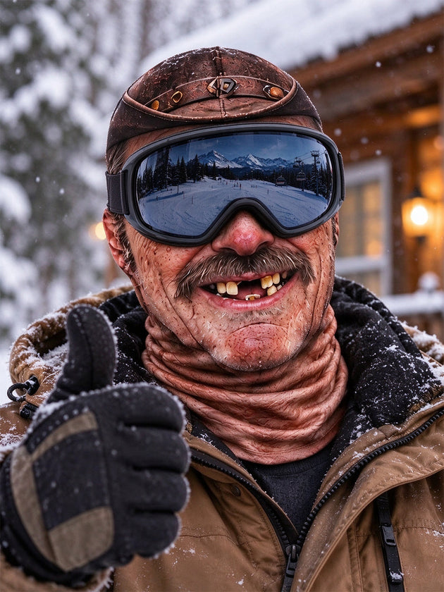 Adaychic Funny Vintage Leather Hat Rough Guy Face Ski Mask