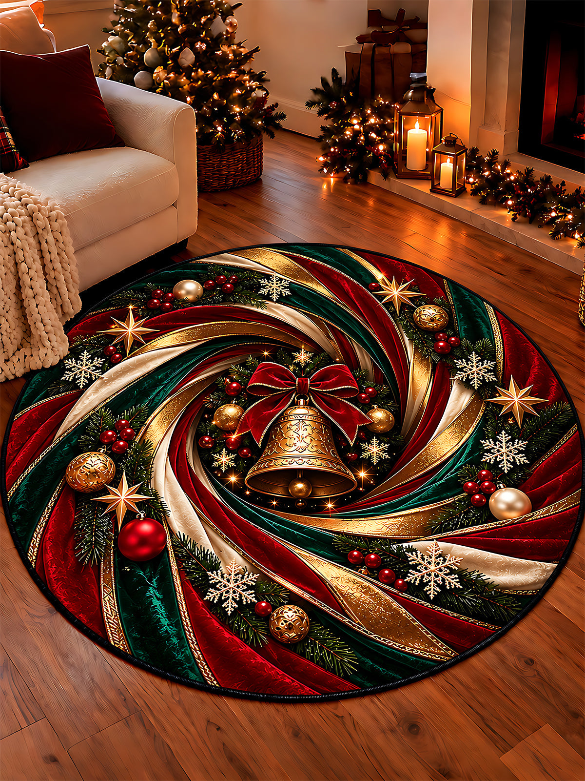 Adaychic Christmas bells Round Area Rug