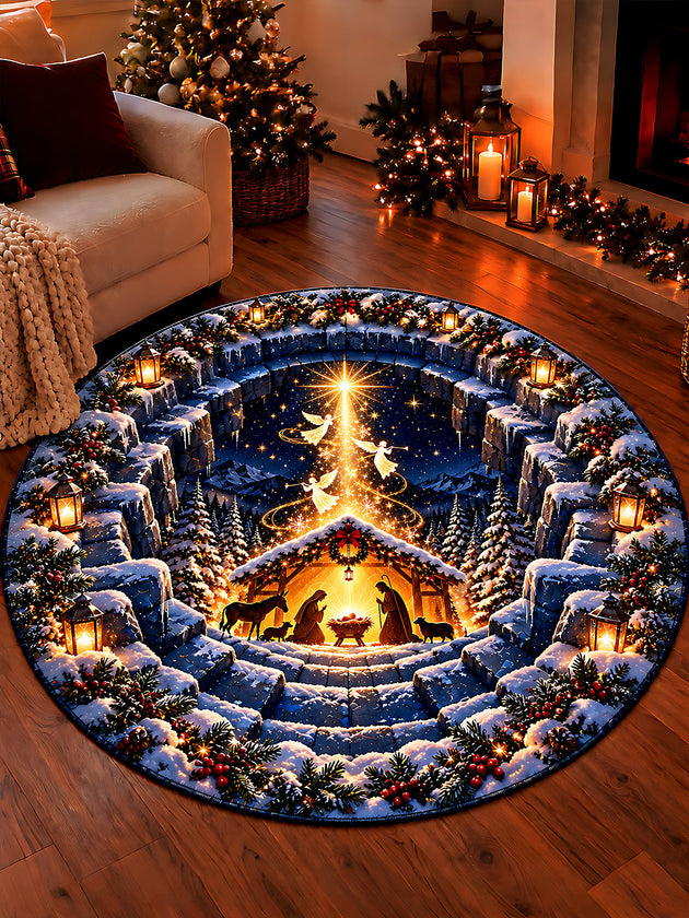 Adaychic Christmas The birth of Jesus Round Area Rug