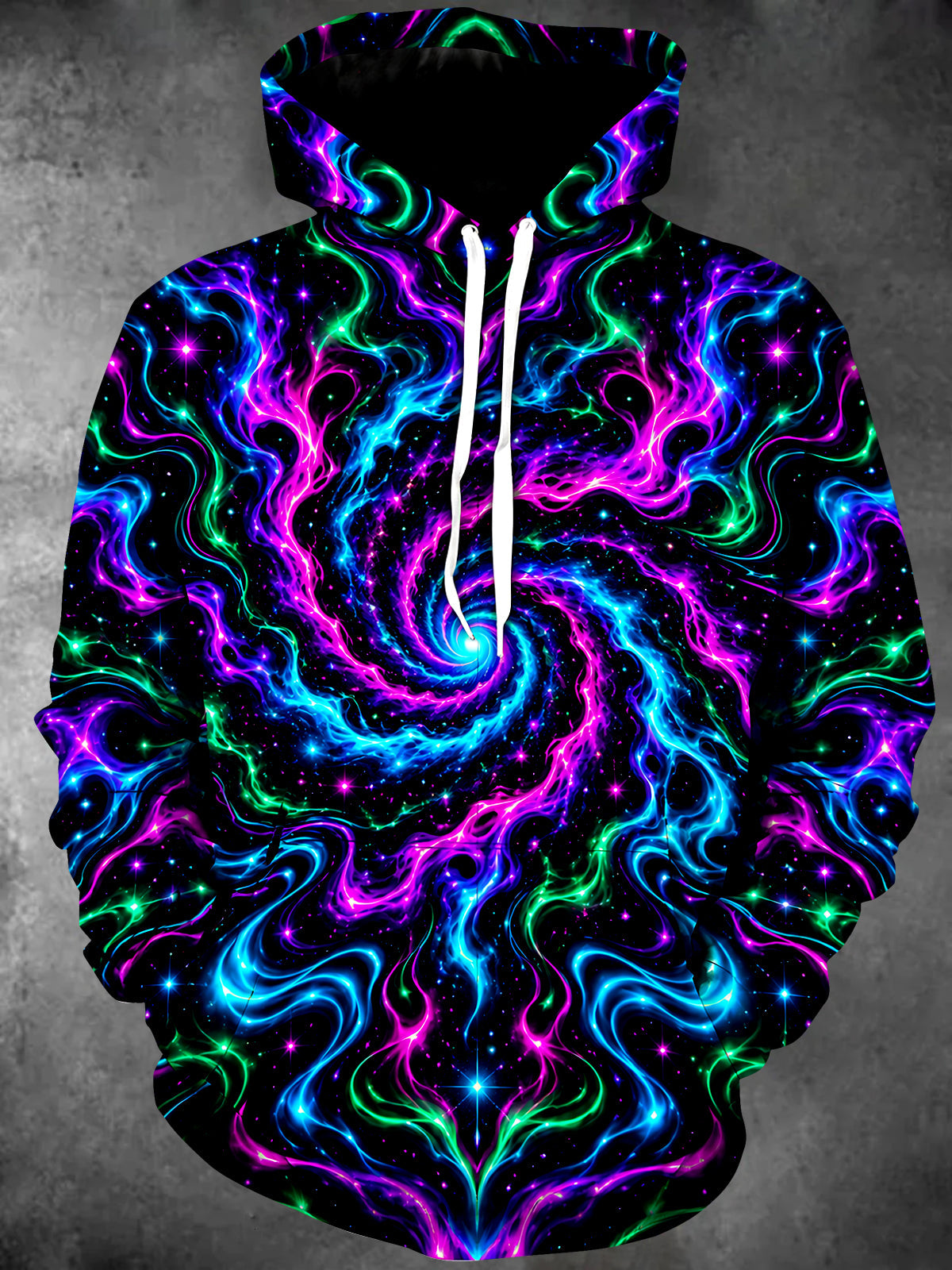 Adaychic Men's Abstract Psychedelic Galaxy Swirl Print Long Sleeve Hoodie