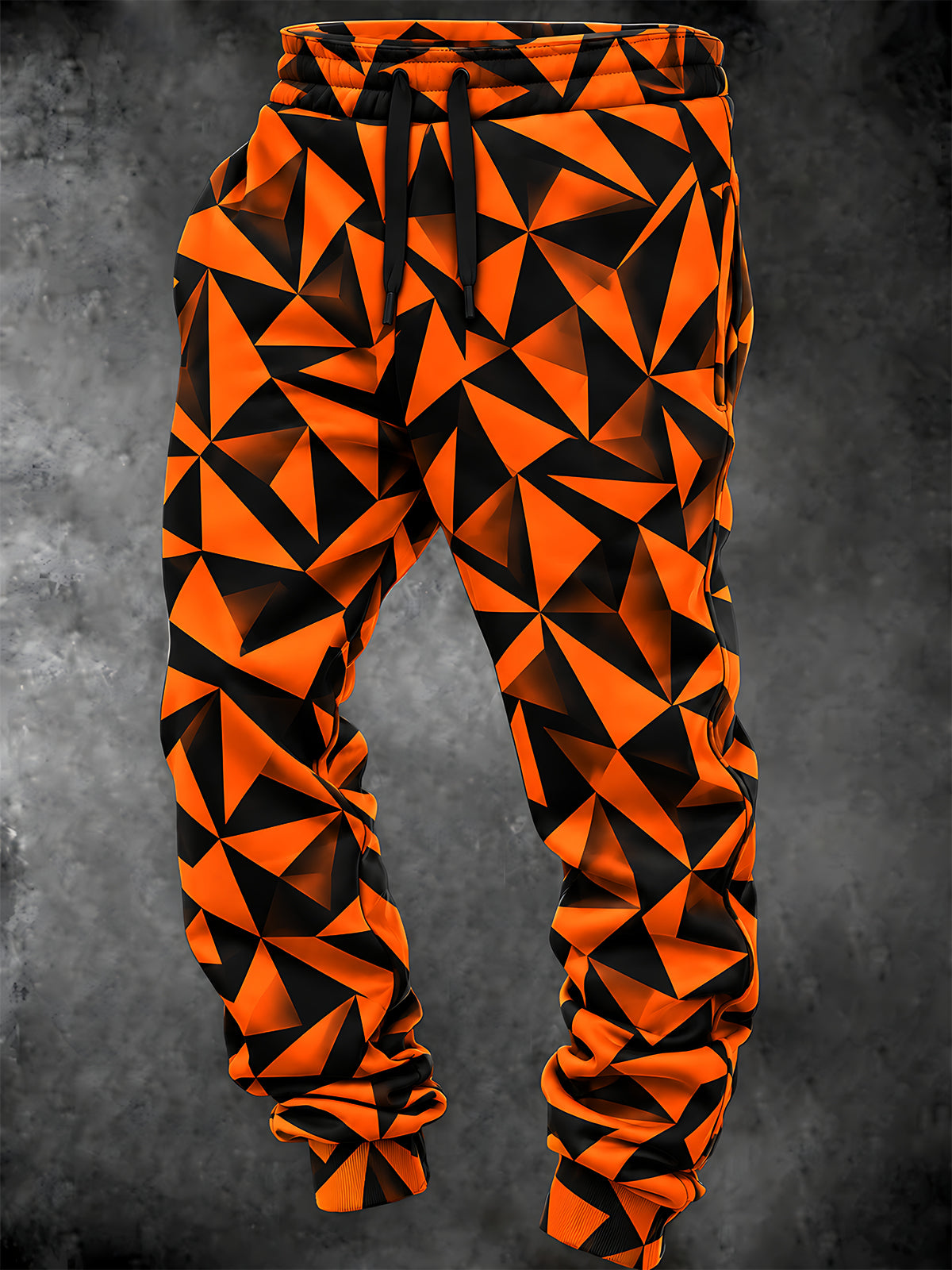 Adaychic Men's Geometric Triangle Pattern Drawstring Elastic-Waist Sweatpants with Side Pockets