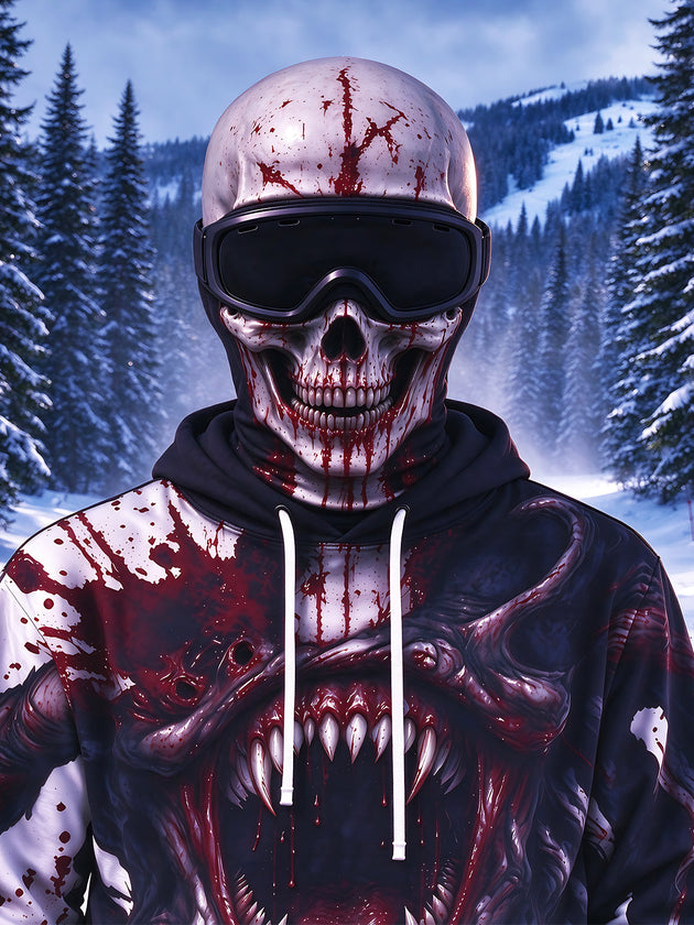 Adaychic Dark Snowfield Skeleton Skull Bloodthirsty Face Ski Mask