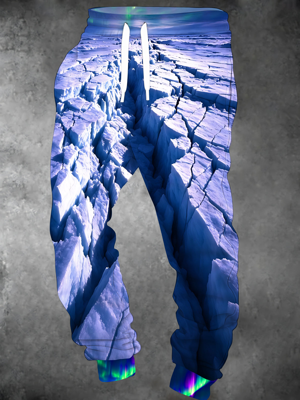 Adaychic Men's 3D Glacier Ice Cracks And Aurora Borealis Print Pants