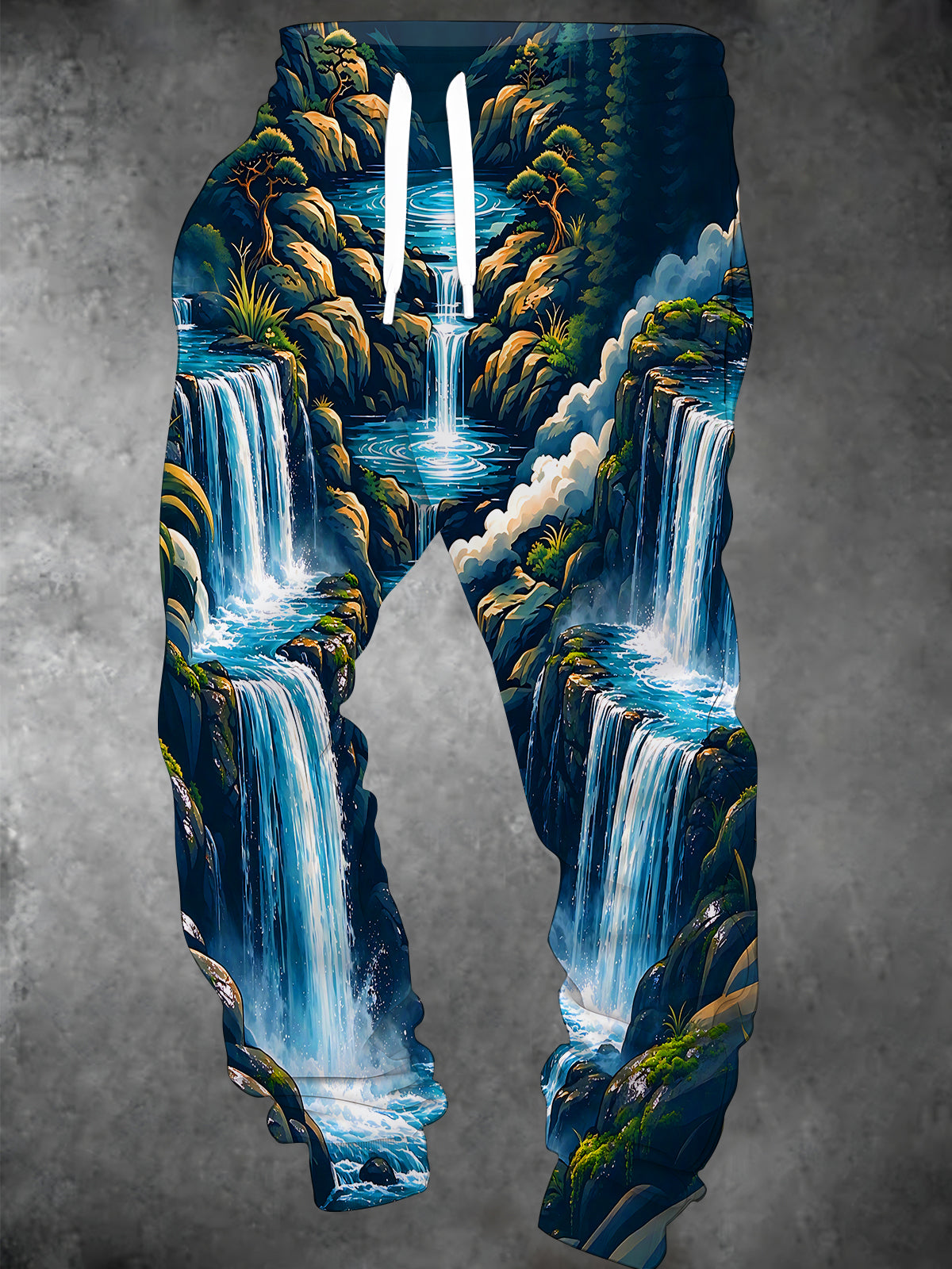 Adaychic Men's Printed Mountain Waterfall Landscape Print Pants