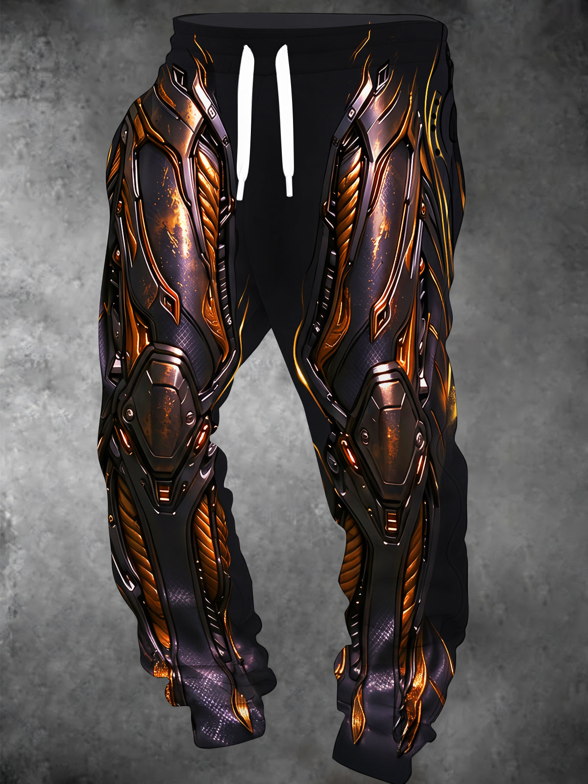 Adaychic Men's Graphic Bronze Mech Leg Armor Print Pants
