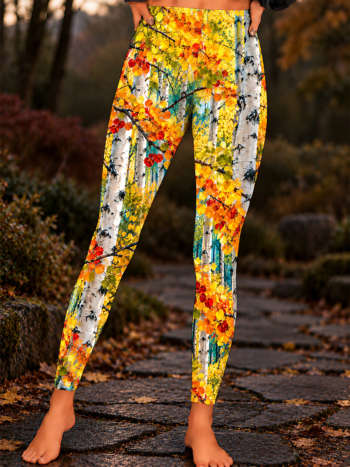 Adaychic autumn Birch forest Women's Leggings