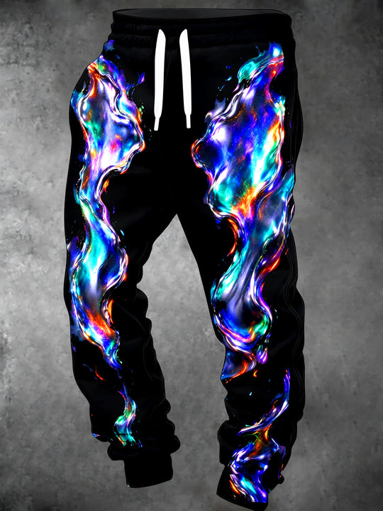 Adaychic Men's Abstract Abstract Fluid Light Stream Print Pants
