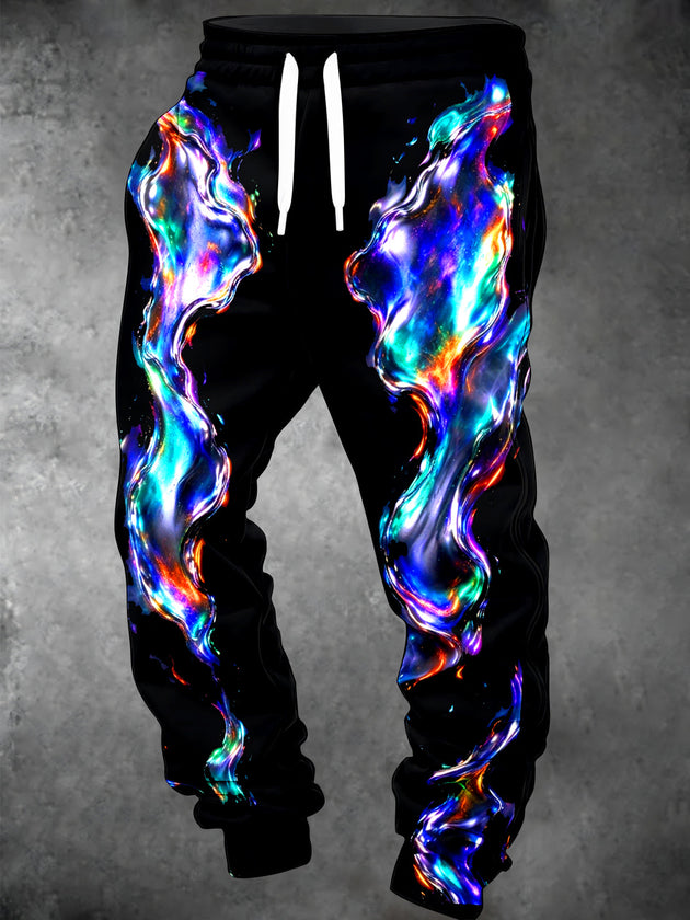 Adaychic Men's Abstract Abstract Fluid Light Stream Print Pants