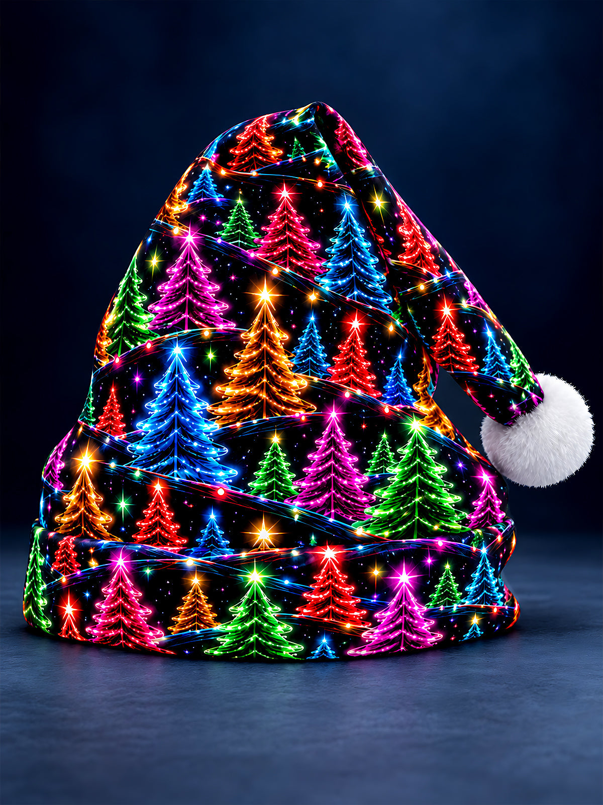 Adaychic Men's Graphic Neon Christmas Trees And Lights Print Hat