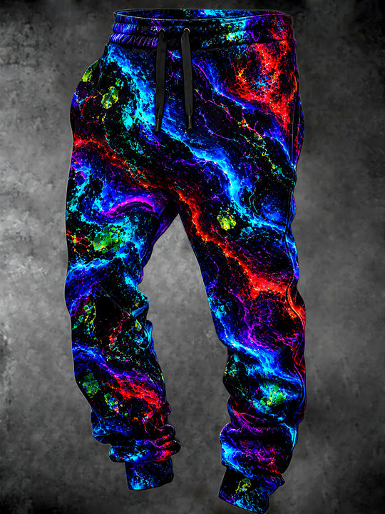 Adaychic Men's Abstract Neon Abstract Liquid Marble Print Pants