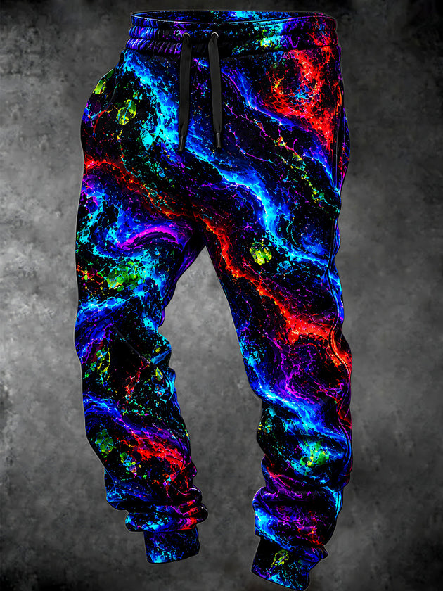 Adaychic Men's Abstract Neon Abstract Liquid Marble Print Pants