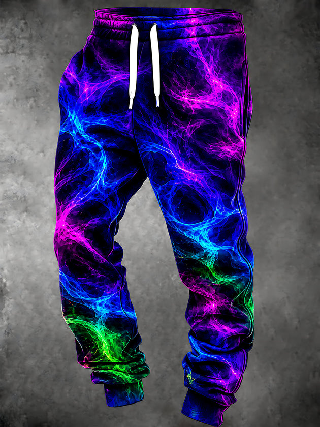 Adaychic Men's Abstract Abstract Neon Swirls Print Pants