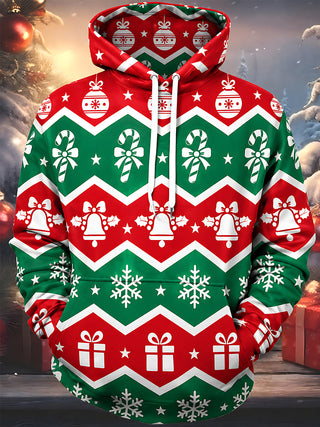 Adaychic Men's Printed Christmas Pattern Holiday Motif Print Long Sleeve Hoodie