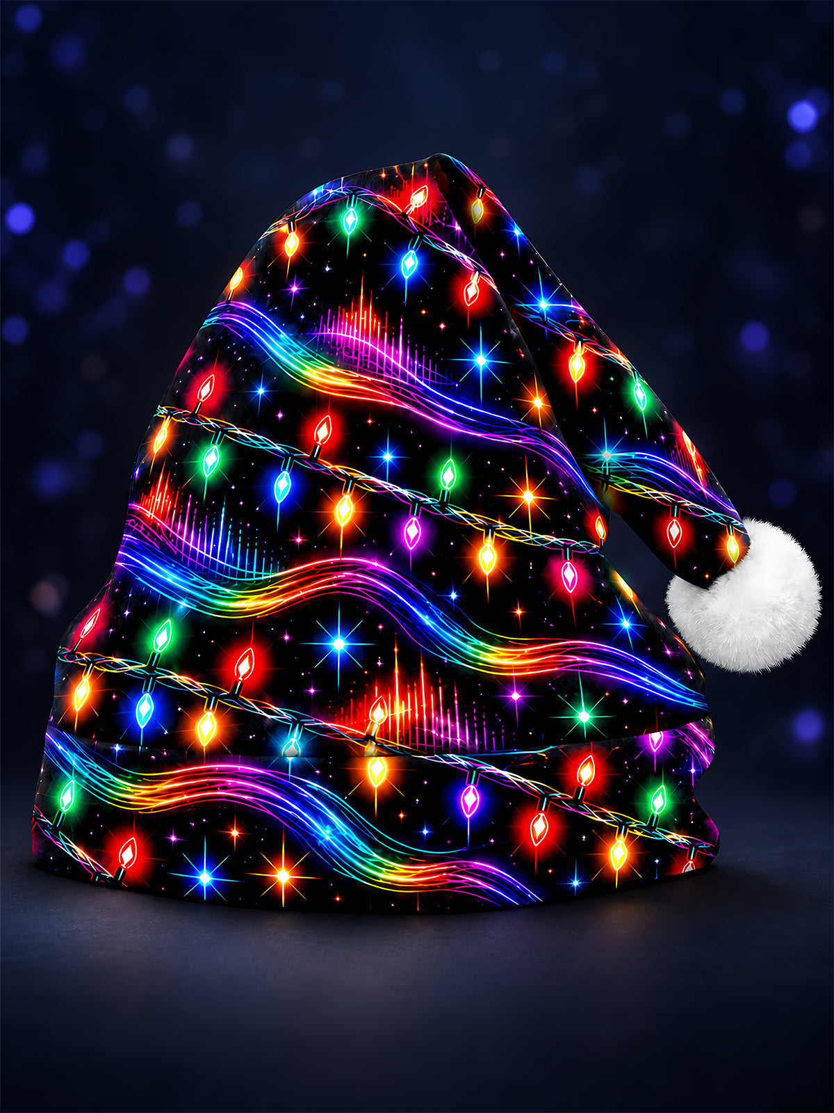 Adaychic Men's Graphic Neon Christmas Light Strings And Rainbow Waves Print Hat