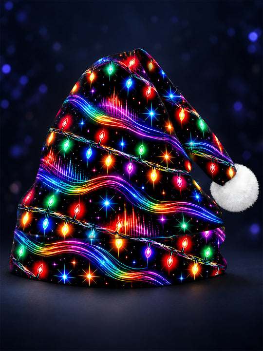 Adaychic Men's Graphic Neon Christmas Light Strings And Rainbow Waves Print Hat