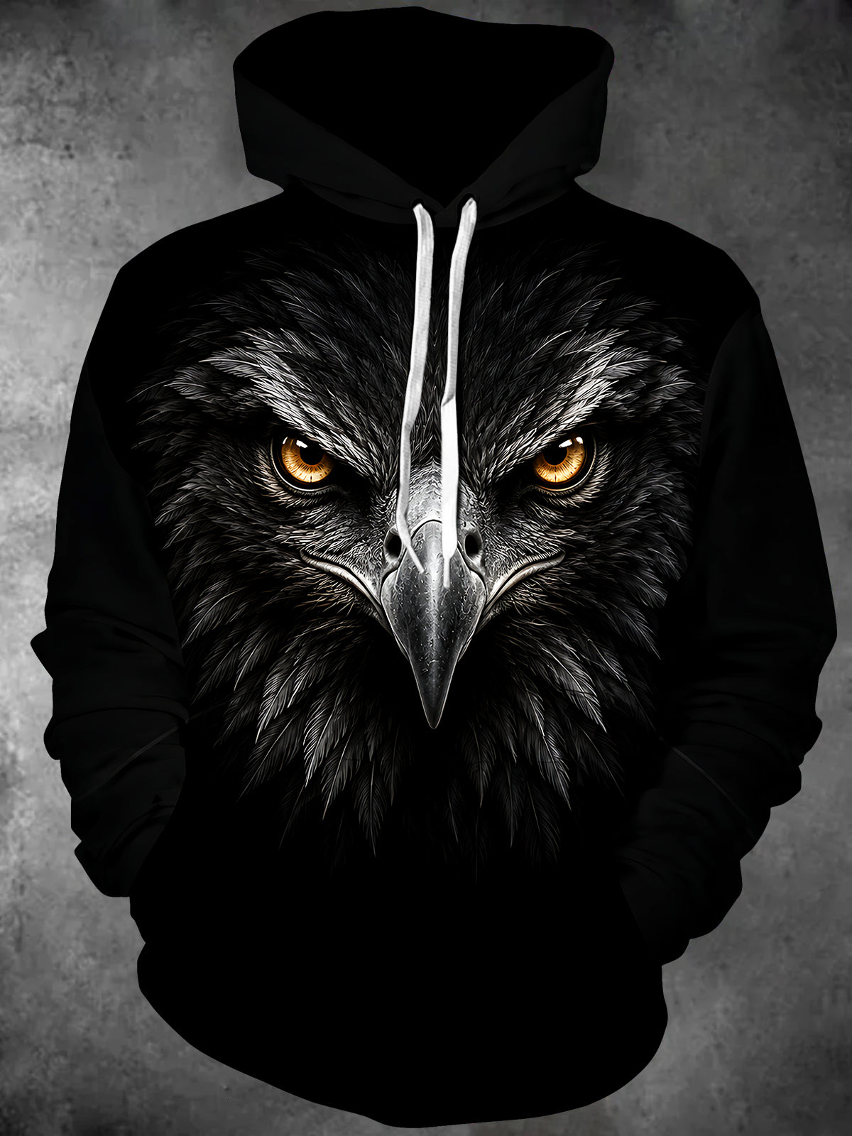 Adaychic Men's Graphic Dark Eagle Face Print Long Sleeve Hoodie