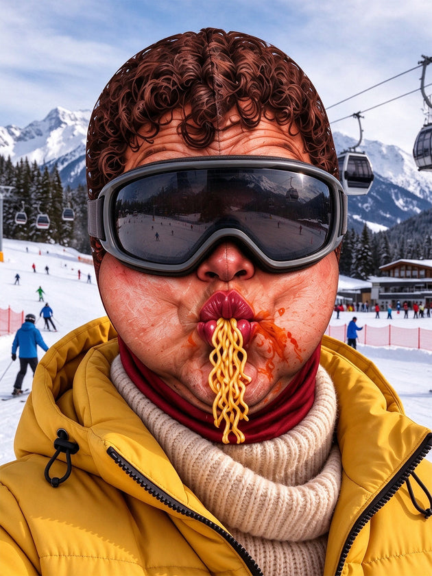 Adaychic Funny Noodle Spitting Face Ski Mask
