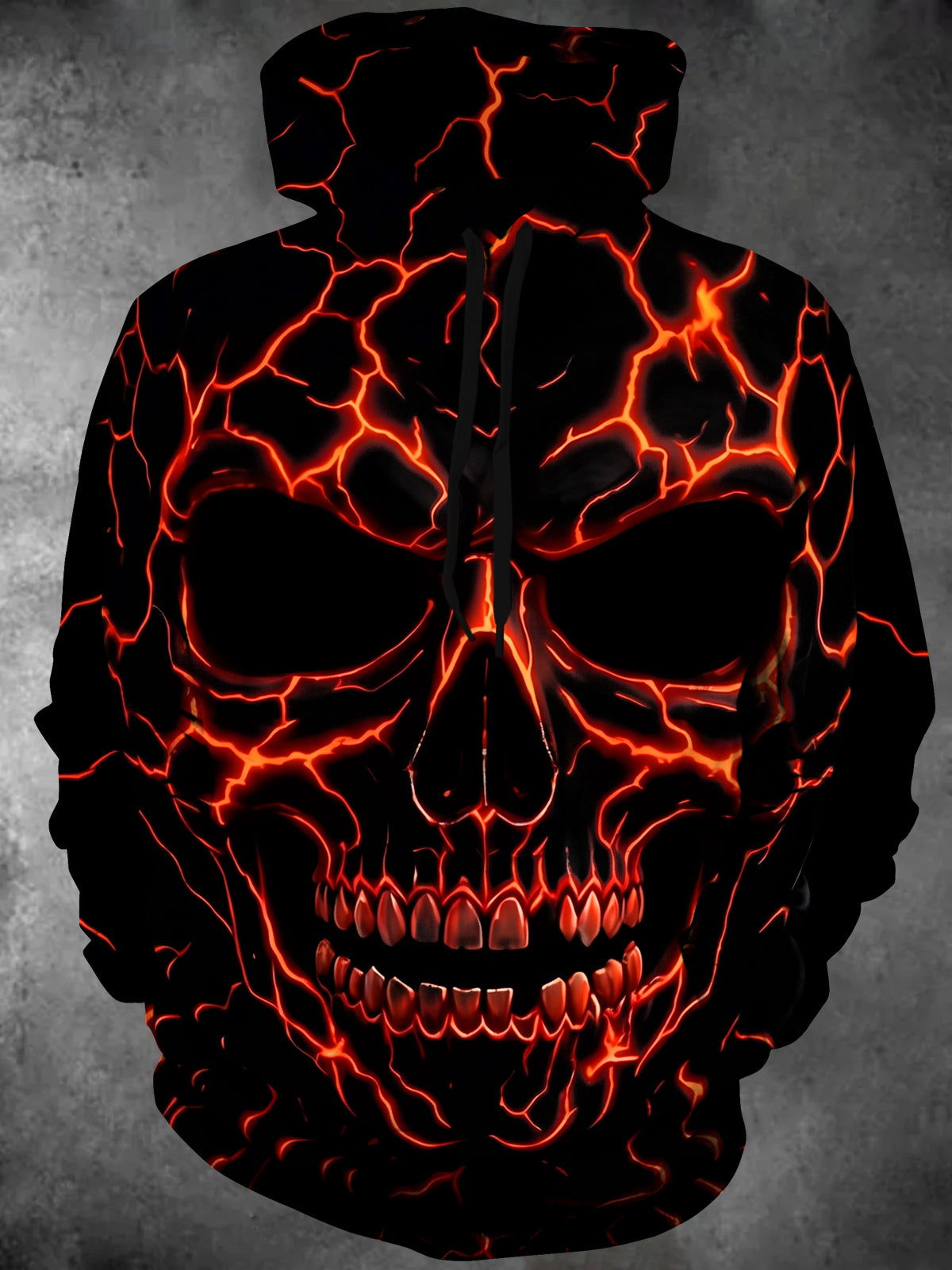 Adaychic Men's Graphic Lava Skull Print Long Sleeve Hoodie
