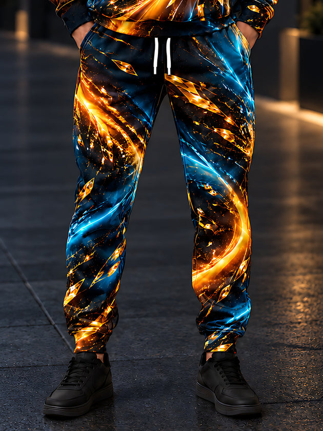 Adaychic Men's 3D Abstract 3D Liquid Fire And Ice Swirl Print Pants