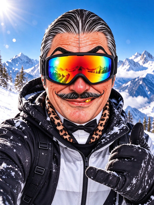 Adaychic Funny Gentleman With Big Mustache Ski Selfie Ski Mask