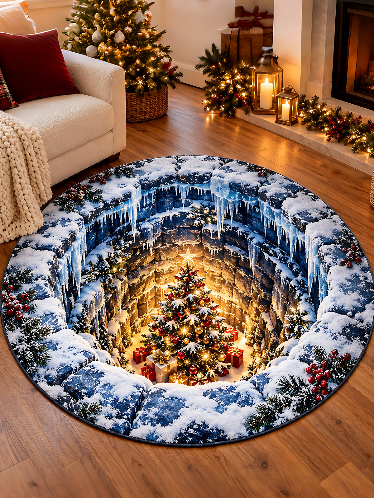 Adaychic Christmas tree Round Area Rug