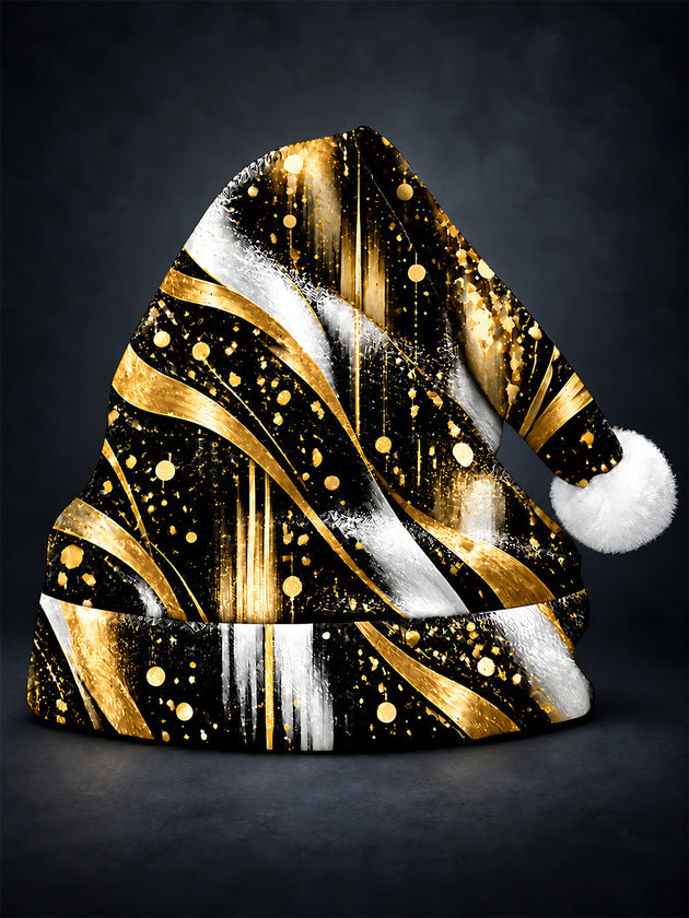Adaychic Men's Christmas Abstract Gradient Ribbons And Gold Dots Print Hat
