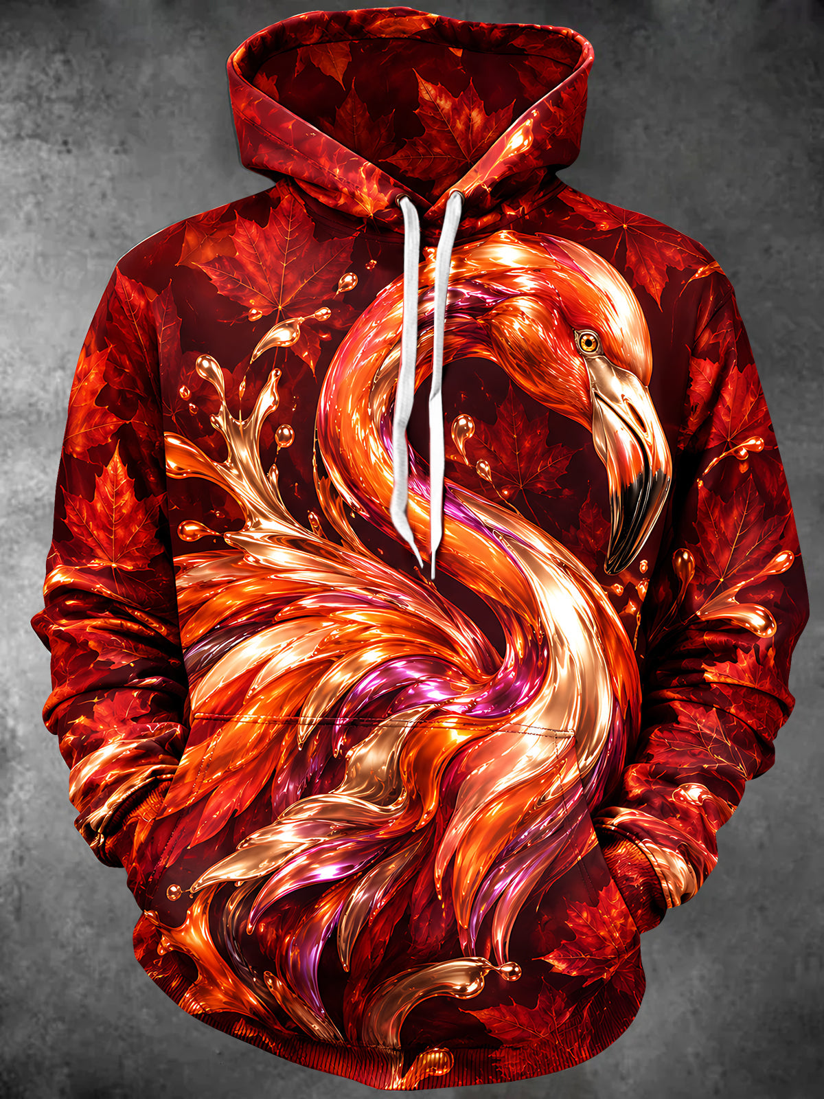 Adaychic Men's Graphic Flamingo Bird Print Long Sleeve Hoodie