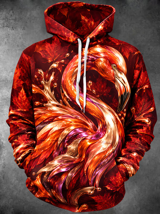 Adaychic Men's Graphic Flamingo Bird Print Long Sleeve Hoodie