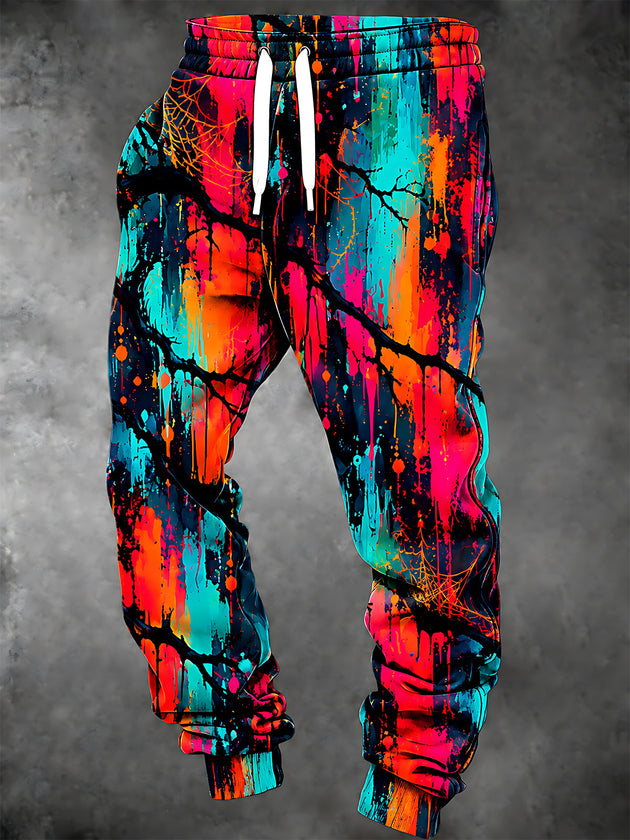 Adaychic Men's Tie Dye Abstract Tie Dye Paint Splatter And Drips Print Pants