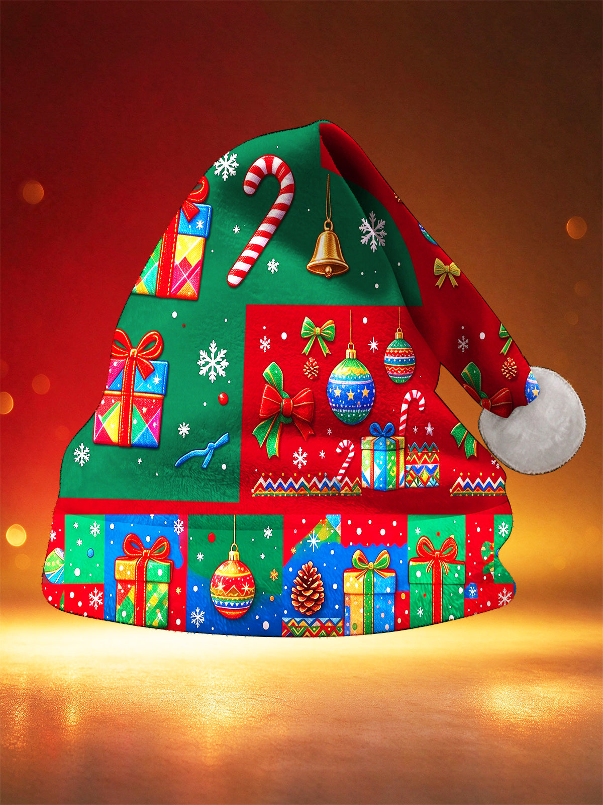 Adaychic Men's Printed Christmas Ornaments And Gifts Print Hat