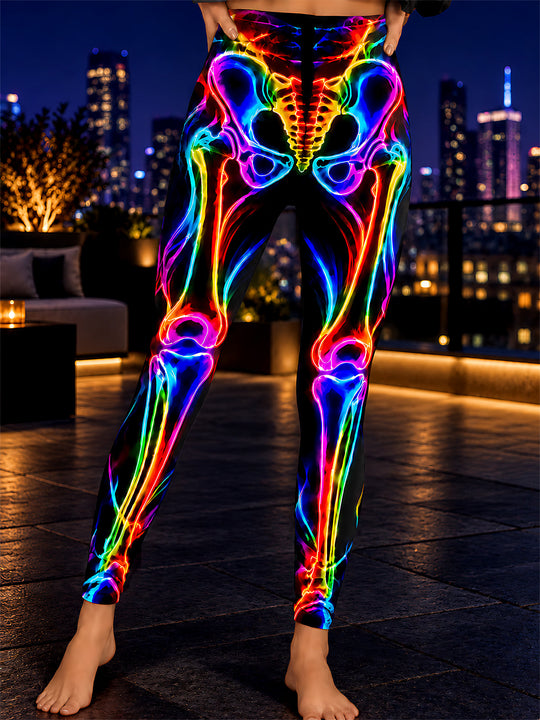 Adaychic Neon skull bones Women's Leggings