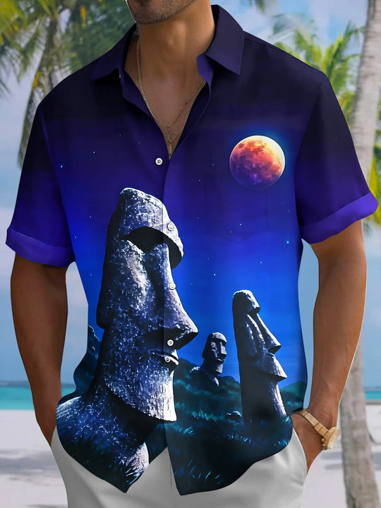 Moai Men's Pocket Short Sleeve Shirts