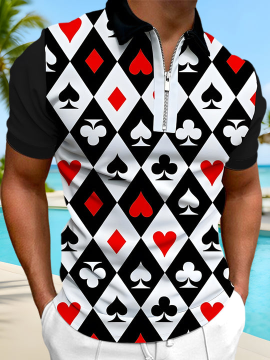 men's zipper graphic shirt front view