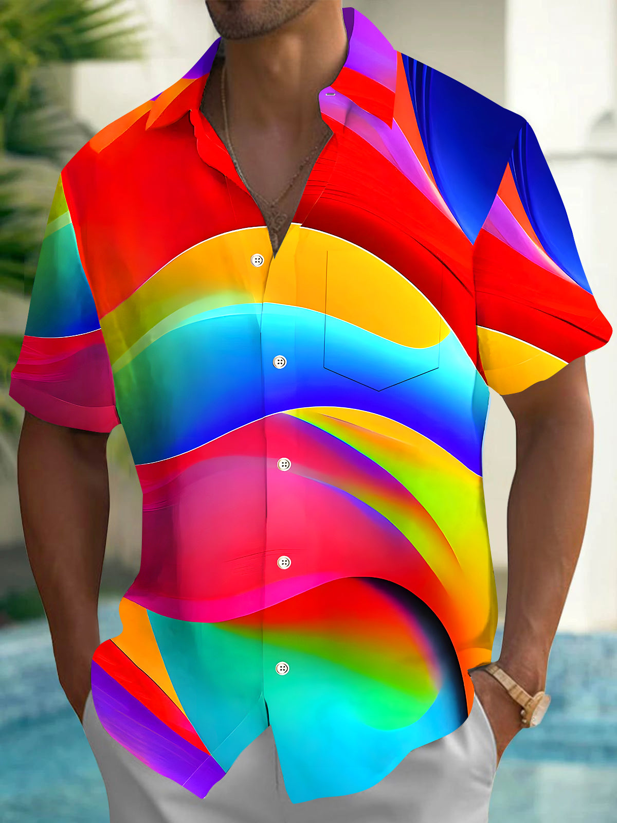 Abstract Men's Pocket Short Sleeve Shirts