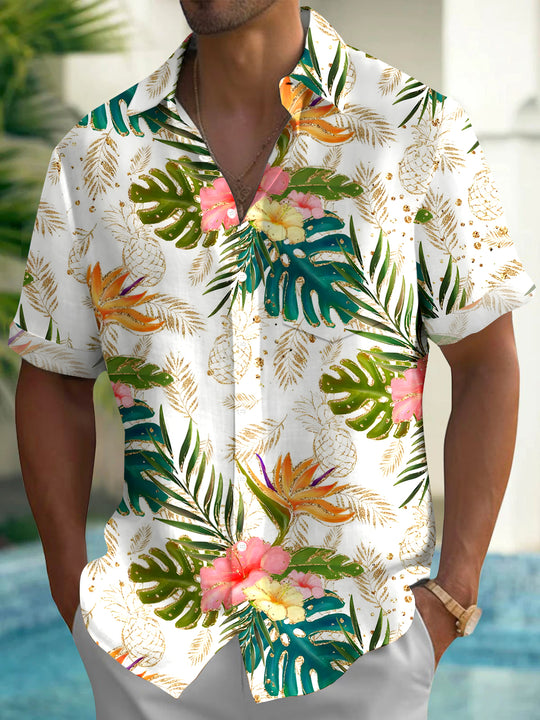 men's Hawaiian shirt front view tropical beach vacation
