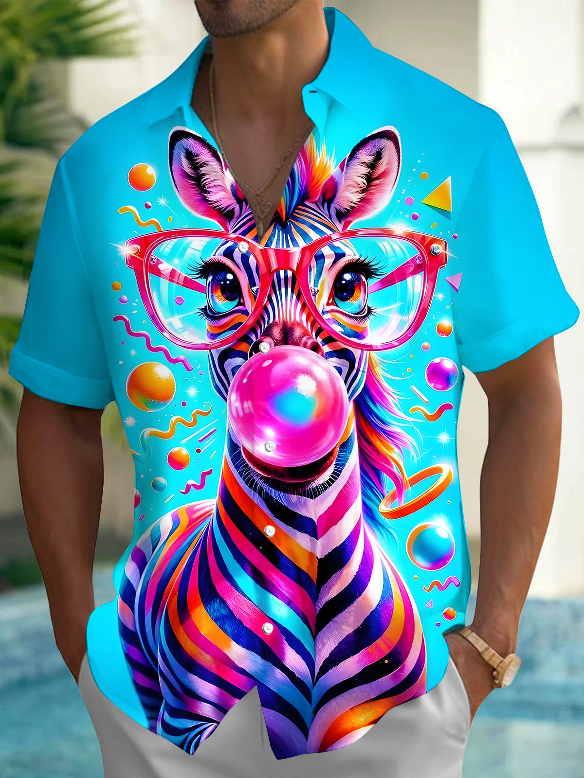 men's Hawaiian shirt front view tropical beach vacation